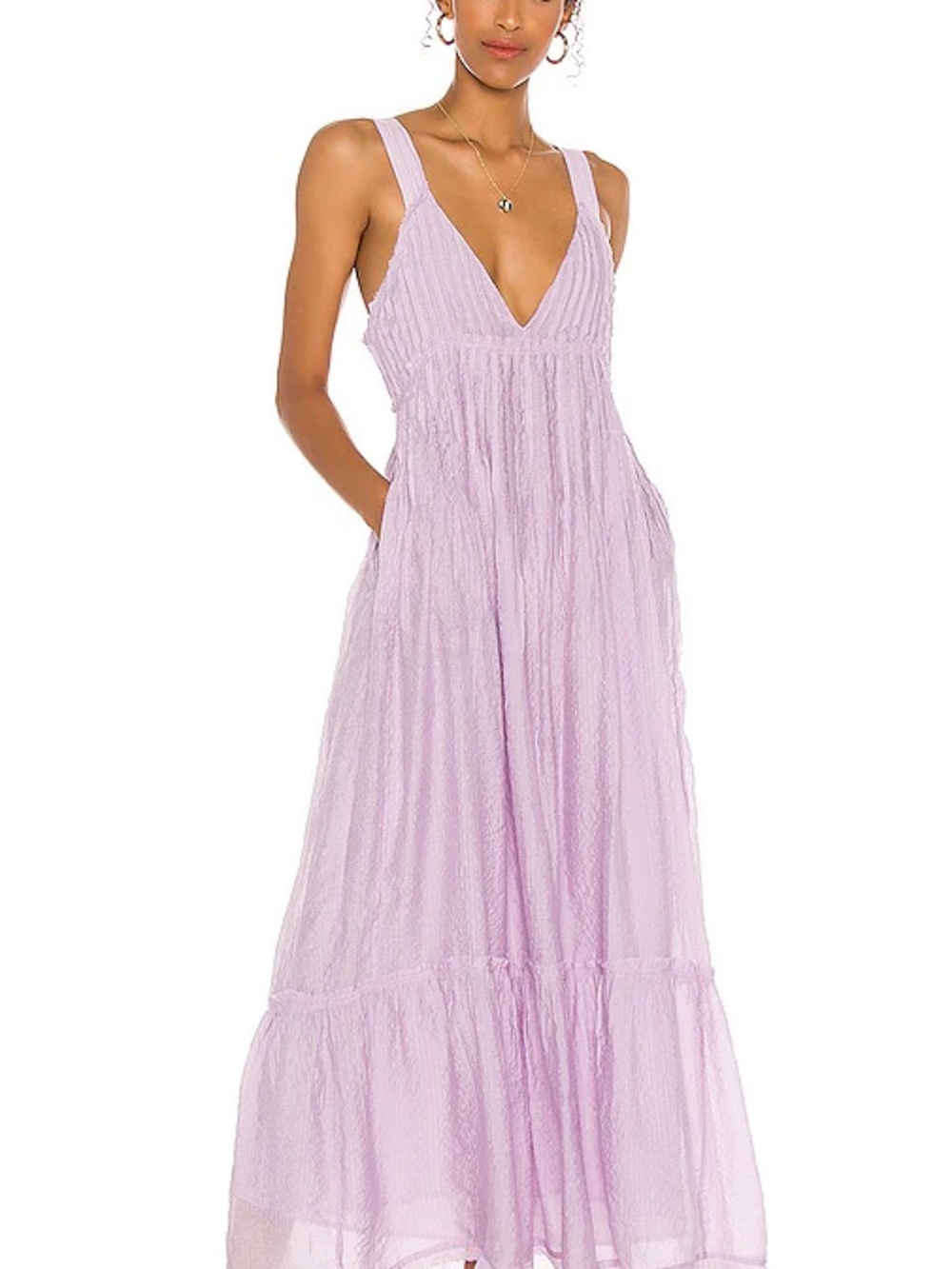 Free People Frankie Pintuck Maxi Dress in Lavender